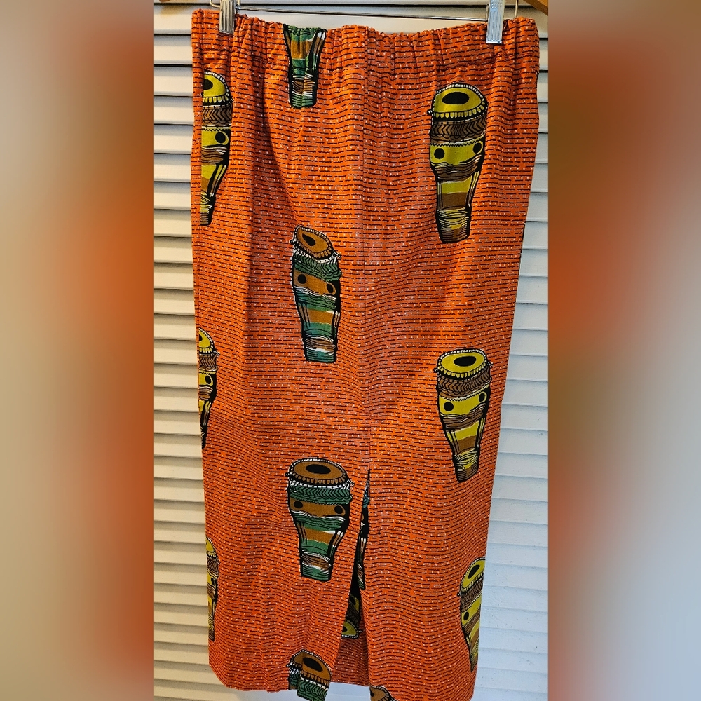Vibrant Orange African Print Top And Skirt Set - Picture 10 of 11
